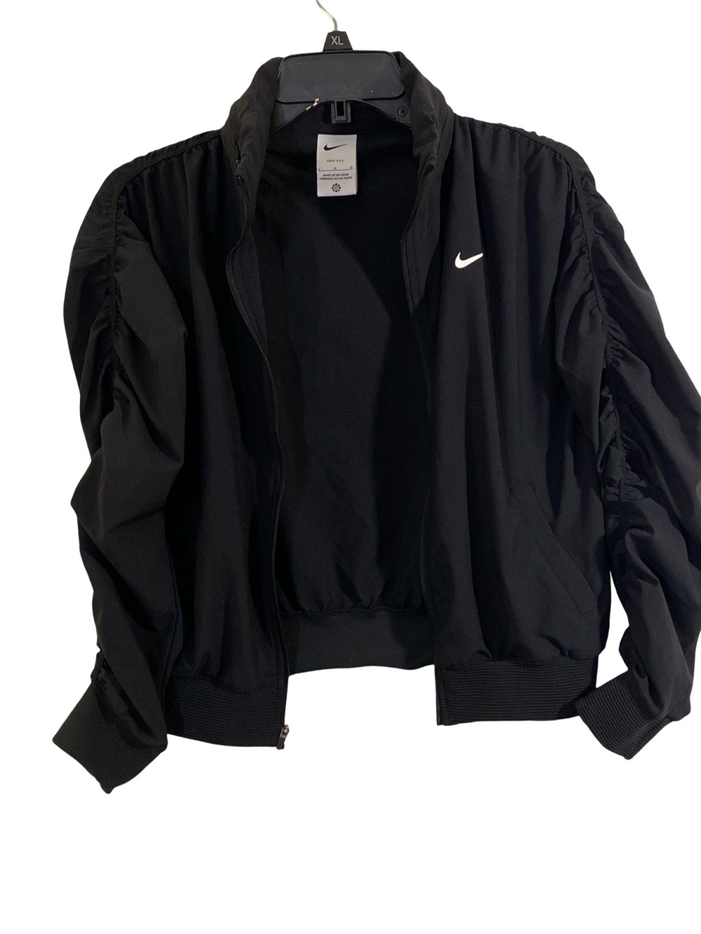 Nike Women's Black Bomber Jacket with White Swoosh